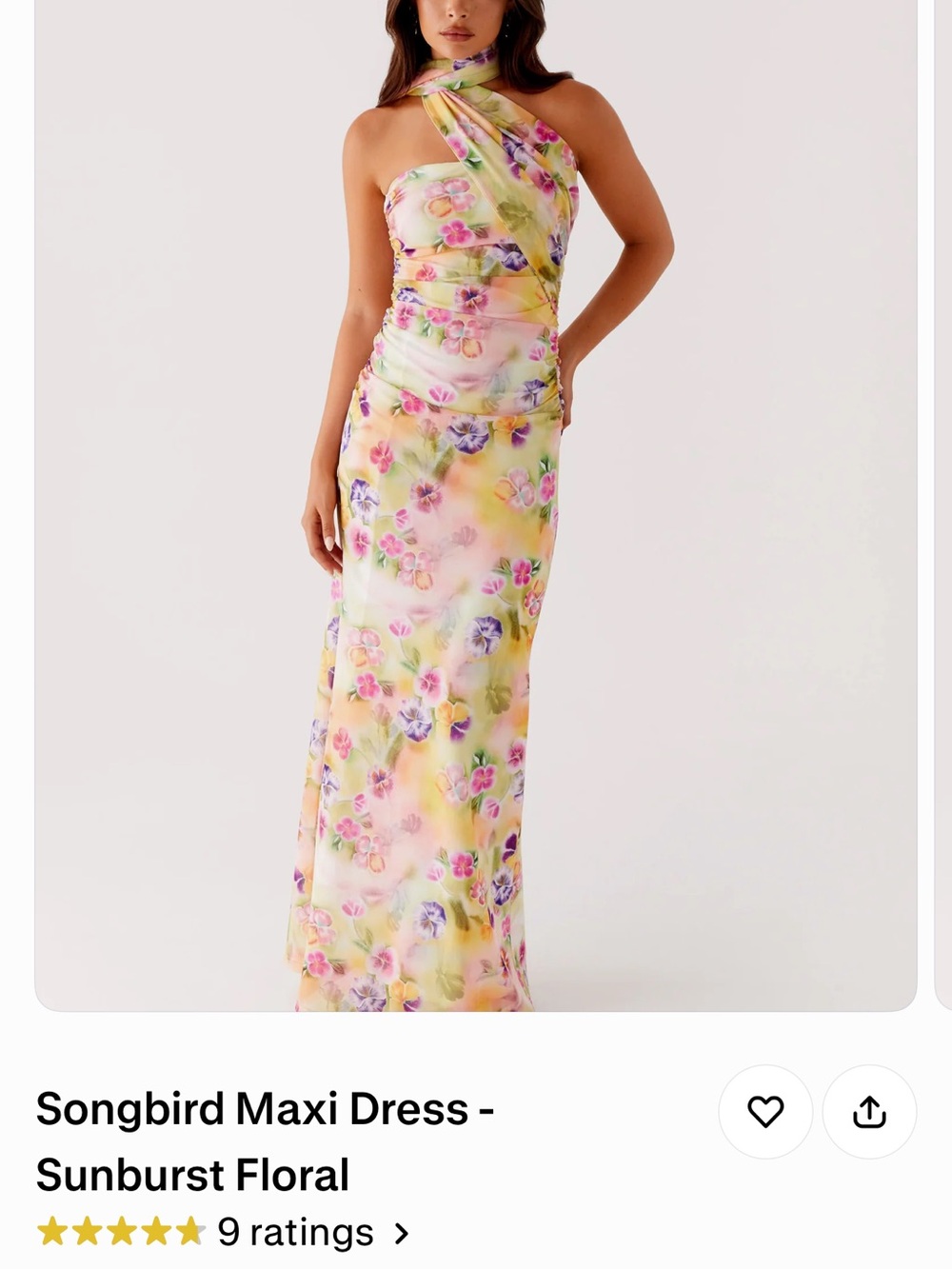 Peppermayo Songbird Maxi Dress - Yellow Floral with Pink & Purple